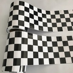 Black White Checkered Flag Vinyl Wrap Glossy Car Motorbike Decal Air Release