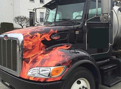 3 Custom Orange Peterbilt Flame Grille & Hood Decal Emblems 359 379 378 353 377