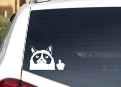 Grumpy Cat Flipping Off Vinyl Decal Sticker Funny Car Truck Window Laptop