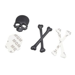 Black Metal Skull Head Shaped Decorative Stickers Badge Emblem for Car
