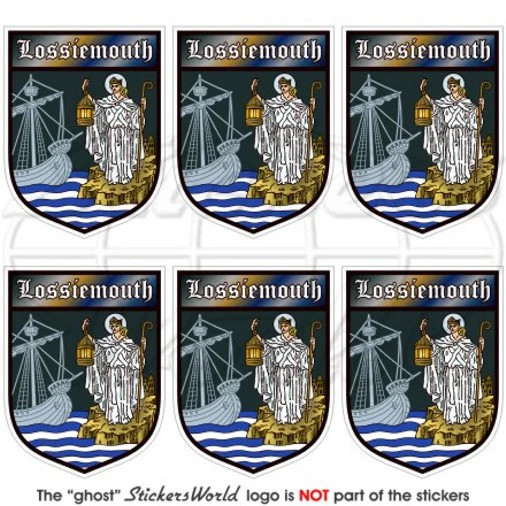 LOSSIEMOUTH Shield MORAY SCOTLAND Scottish 40mm (1.6″) Stickers Decals x6