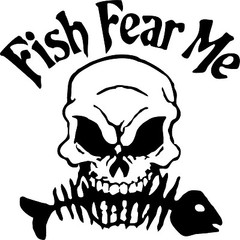 Fish Fear Me Reaper Skull Skeleton Car Boat Truck Window Vinyl Decal Sticker