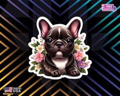 FRENCH BULLDOG FRENCHIE LAPTOP USA STICKER, DECAL, 5YR VINYL FREE GIFT CAR.