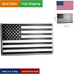 5×3 USA Embossed Stainless Steel Flag with Polished Chrome Finish – Car Emblem