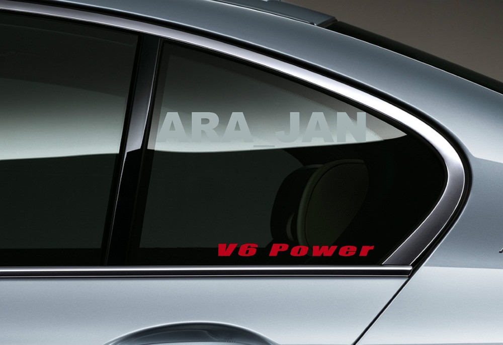 2 – V6 POWER Racing Sport Vinyl Decal sticker logo window RED