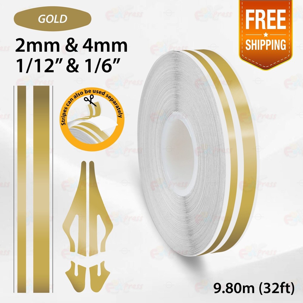 GOLD Roll PIN STRIPE Car Model Bike Streamline Adhesive TAPE Decal Vinyl Sticker