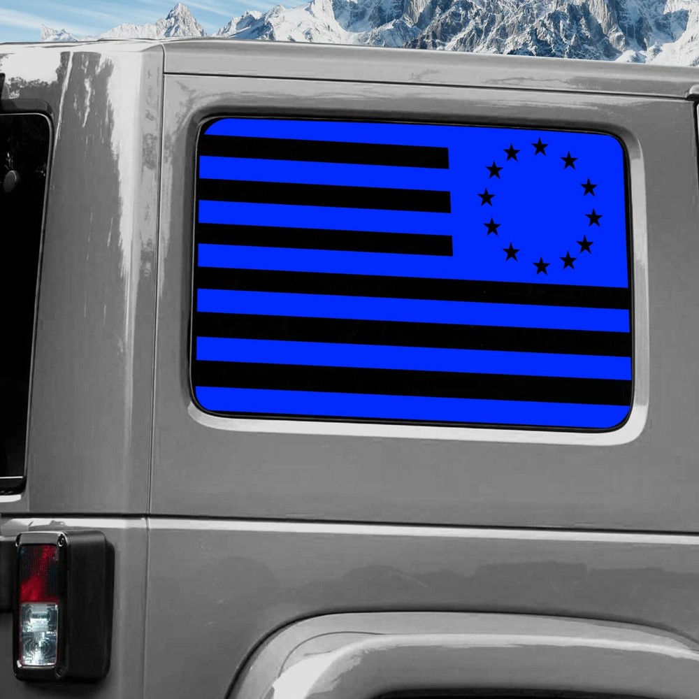 Rear Window Wrap Graphic Decal for Jeep Wrangler 2011-2020 BETSY ROSS BLUE