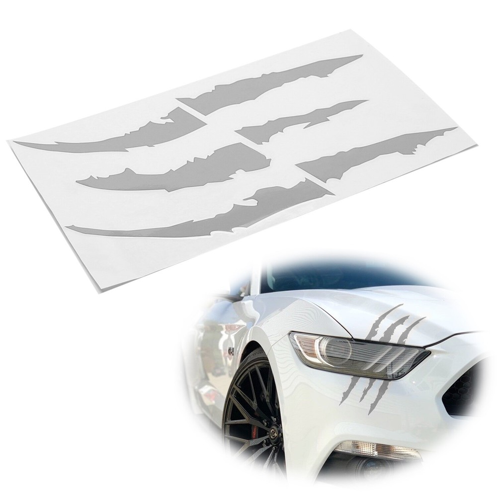 White Silver Eye Scar Mark, Scratch Shape Decal For Car Headlight Decoration