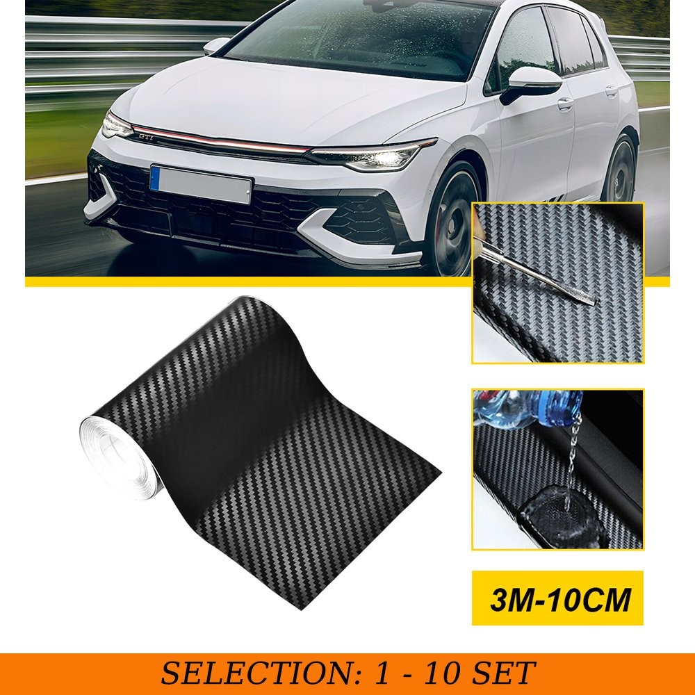 1-10PCS 10cm*3m Carbon Fiber Sticker Car Body Door Bumper Fender Decal Protector