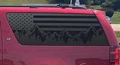 Fits 2007-2014 CADILLAC ESCALADE ESV Quarter Window American Flag Mountain Tree