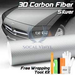 3D Carbon Fiber Silver Matte Textured Car Vinyl Wrap Sticker Decal Film Sheet