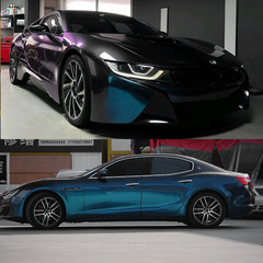 5FTx50FT PET Chameleon Diamond Purple Blue Vinyl Wrap Full Roll Gloss Shift