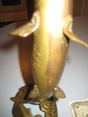 2 Pound Brass Fish Bud Vase Planter Fishing Statue Mancave Lure Bobber