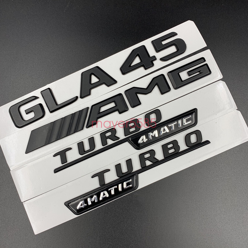 Matte black GLA45 AMG TURBO 4 MATIC Trunk Emblem Badge Sticker For Mercedes Benz