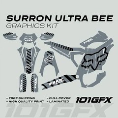 Surron Ultra Bee Graphics Kit FOX RACE LINE Grey Black Decals Stickers