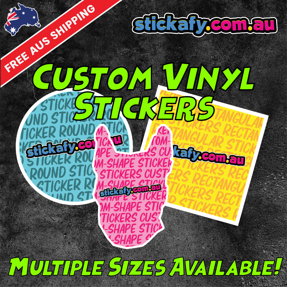CUSTOM LOGO STICKER White Round Square Custom Shaped Multiple Sizes Full Colour