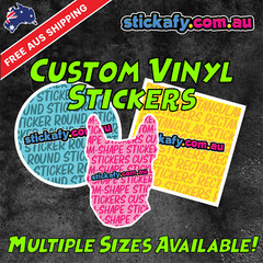 CUSTOM LOGO STICKER White Round Square Custom Shaped Multiple Sizes Full Colour
