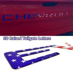 3D US FLAG DOMED RAISED TAILGATE LETTERS FOR SILVERADO 2019-2021