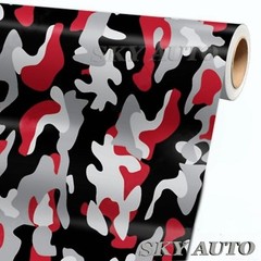 Red Black White Gray Camouflage Vinyl Car Wrap Sheet +Free Tools( 2 feet & up )