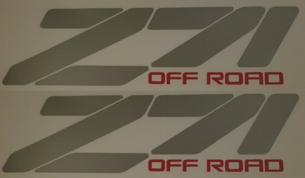 Z71 4×4 Off Road Sticker Vinyl Decal Fits Chevy Truck Silverado 1500 SILVER/RED
