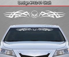 102-01 SKULL Windshield Decal Window Sticker Vinyl Graphic Tribal Skull Design