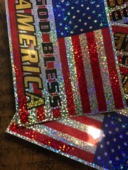 Lot 5 GLOSSY Glitter Mylar STICKER American Flag Sticker God Bless 🇺🇸 America