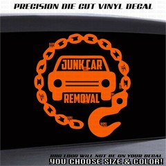 JUNK CAR REMOVAL Tow Truck Vinyl Decal Sticker Driver Business Owner ADVERTISING