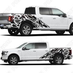 2x Car Truck Side Vinyl Sticker 4X4 Off Road Pickup Decal Skull Graphics Black