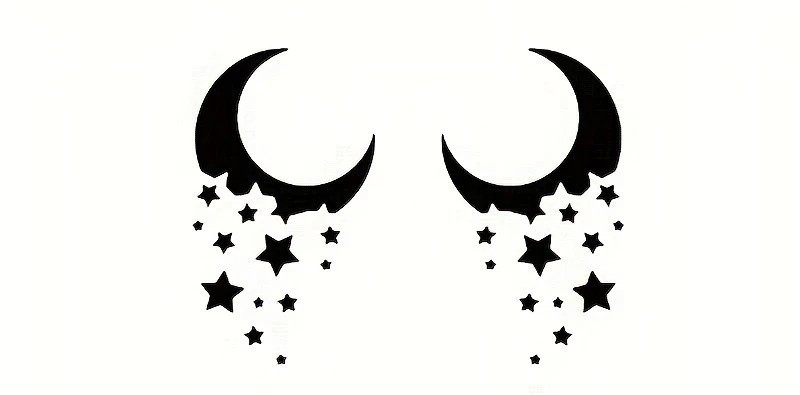 Pair Crescent Moon Car Mirror Vinyl Decal Stickers – Left & Right Waterproof