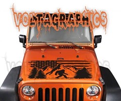 Vinyl Hood Decal compatible with Jeep Wranglers/Gladiators Bigfoot USA Flag