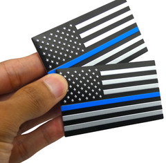 2x ALUMINUM Thin Blue Line Decal Sticker Car, Motorcycle, SUV