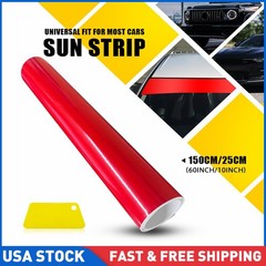 1PCS 60″x10″ Red Windshield Sun Visor Vinyl Decal Strip Film Banner Sticker K