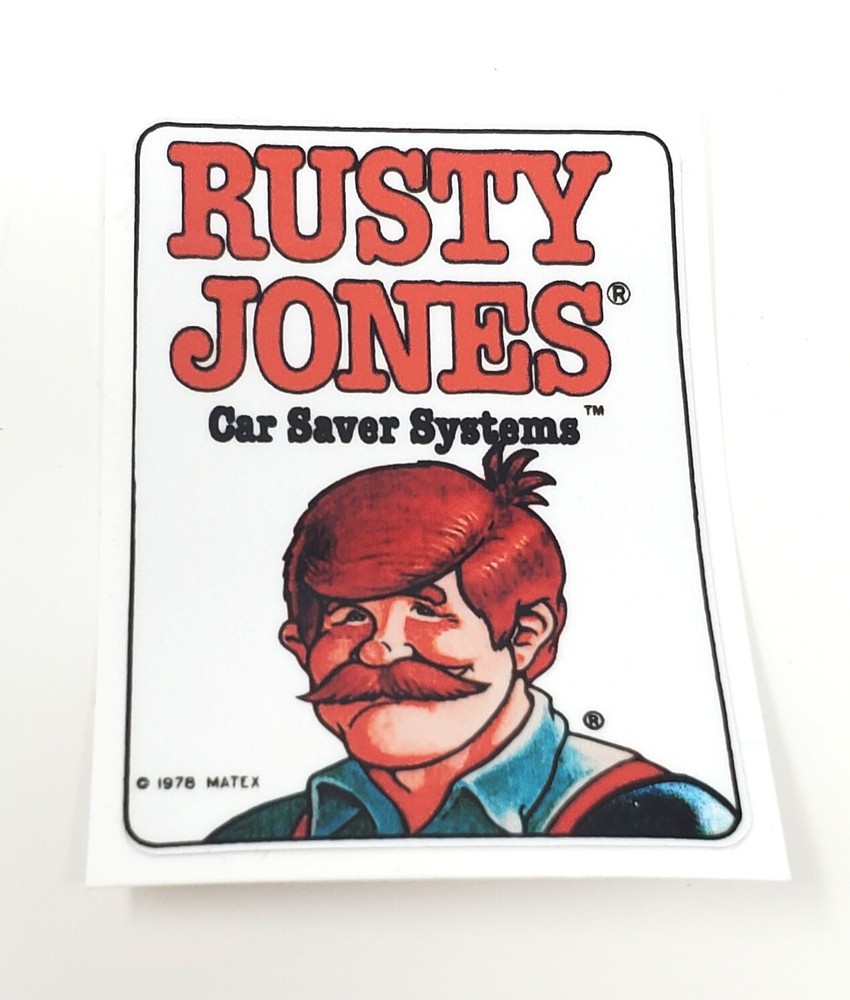 Vintage Rusty Jones Auto Rust Protection Window Cling (3M vinyl reproduction)