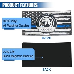 ZIMISI Thin Blue Line Sticker Code 4, Vinyl Bumper Car 4PCS, Black&blue&white