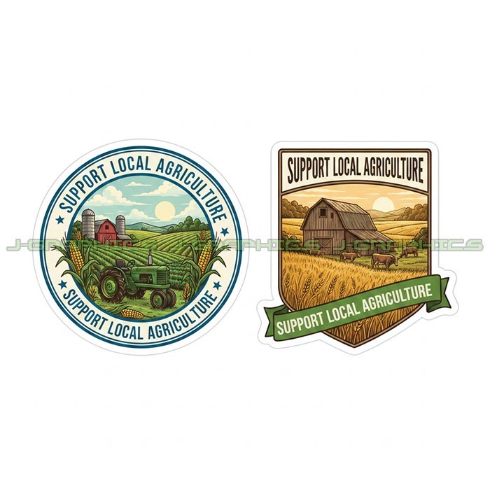 Support Local Agriculture Farms Vinyl Decal Sticker Farming Food 2 Pack B