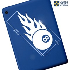 Flaming 8 Ball Decal, Lucky Fire Eight Pool Laptop Sticker / 3″h x 6.50″w – #511