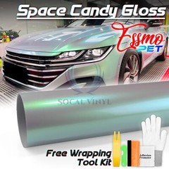 ESSMO PET Space Candy Gloss Gray Green Car Vehicle Vinyl Wrap Decal Sticker