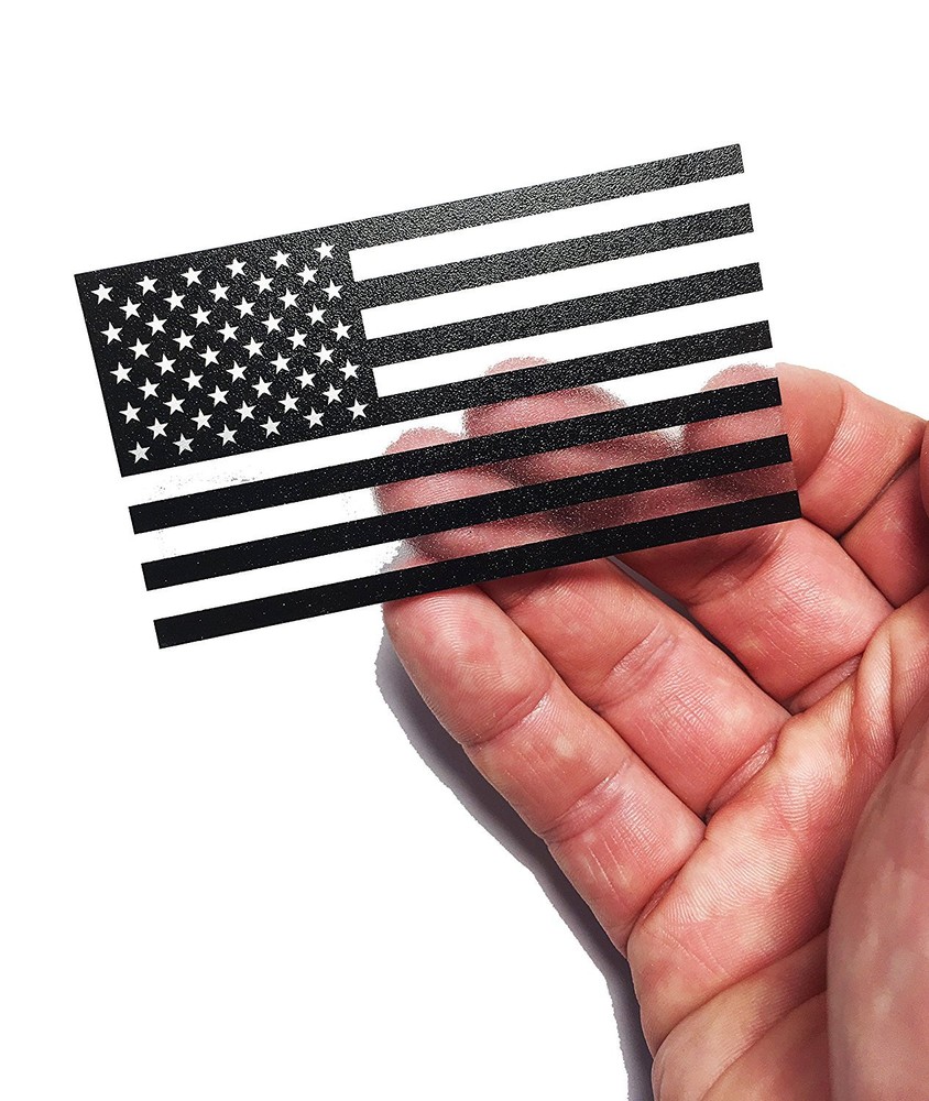 Forward black on White American flag thick polycarbonate Decal 2″ x 3.5″