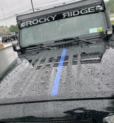 American Tattered Blueline/Plain Flag Decal Hood Decal Compatible with Jeep