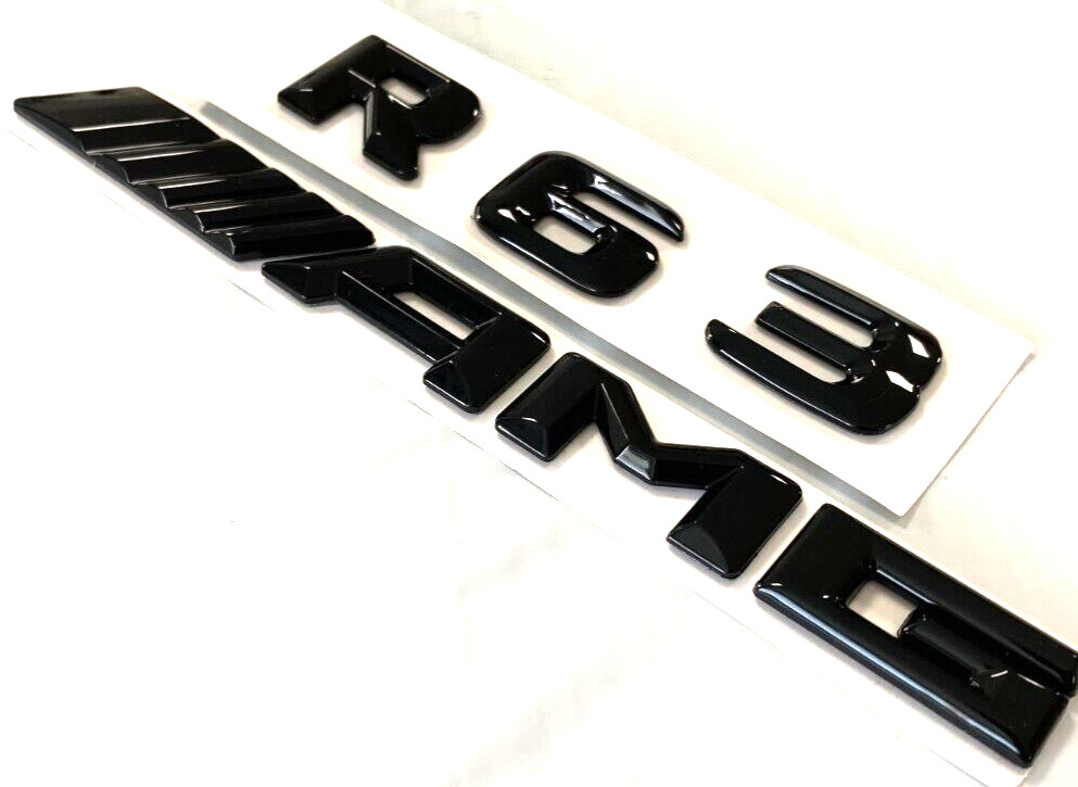 GLOSS BLACK R63+AMG FOR MERCEDES R63 REAR TRUNK EMBLEM BADGE NAMEPLATE