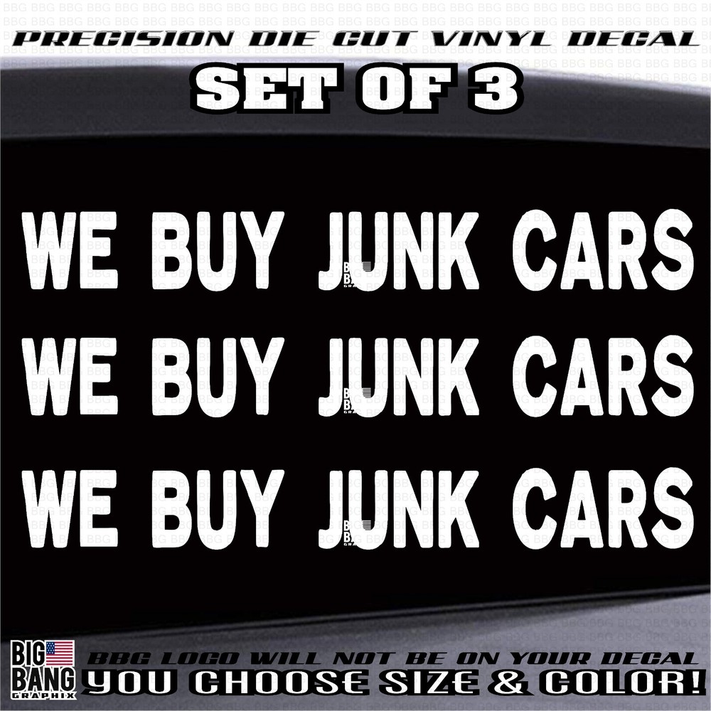 TOW TRUCK We Buy Junk Cars Vinyl Decal Sticker Wrecker Business Advertising USA