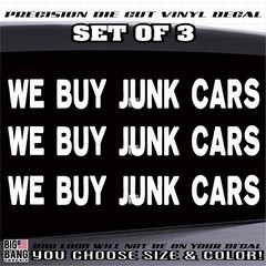 TOW TRUCK We Buy Junk Cars Vinyl Decal Sticker Wrecker Business Advertising USA