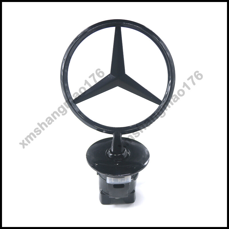 For Gloss Black Front Hood Ornament Star Mounted Emblem C E S AMG