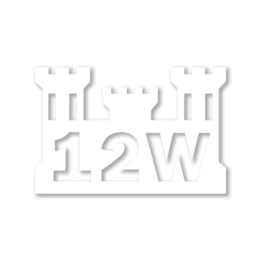 Army MOS 12W Carpentry Masonry Specialist Engineer Castle Military Decal 3″ x 5″