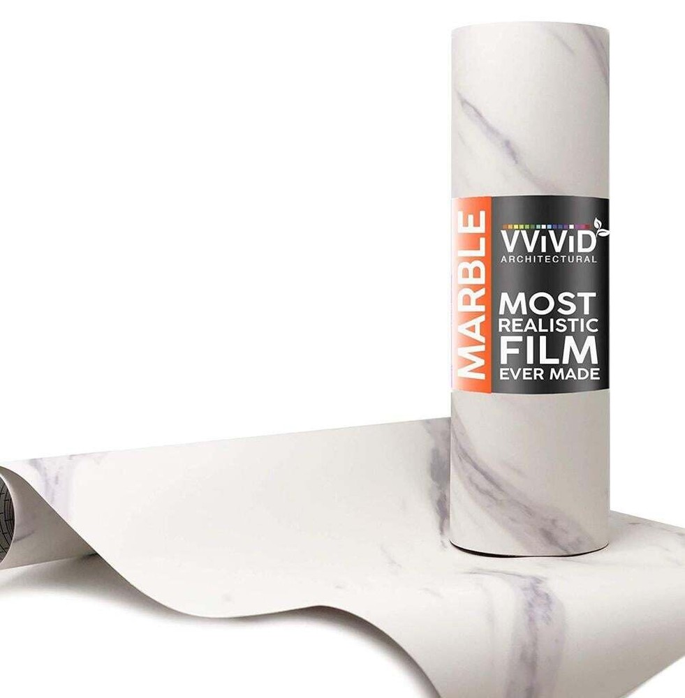 VVivid Carrara White Marble Matte Vinyl Wrap Architectural Film | V130