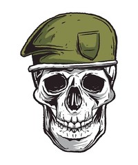 3” Army Green Beret Skull Sticker Special Forces Military Guardian Peace Killer