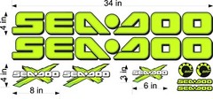 SEA-DOO Logos / GREEN / 34″ Vinyl Vehicle Watercraft Graphic Decal Bonus Pack