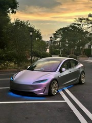 Tesla Model3 Matte Precut Vinyl Wrap Tech Gray Purple Color Change Adhesive Film