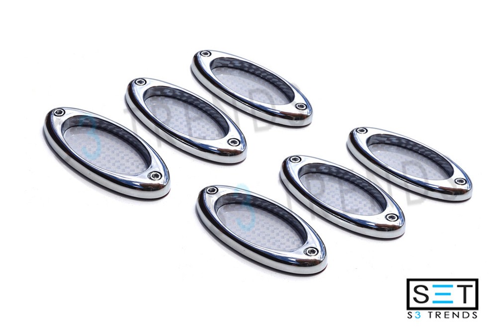 6PC Chrome Silver Carbon Port Hole Side Fender Air Vent Accent Car Truck SUV USA