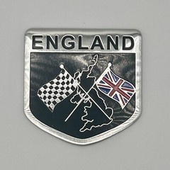 England Flag Racing Car Emblem Badge English GBR UK Sticker 2″x 2.25” Aluminum